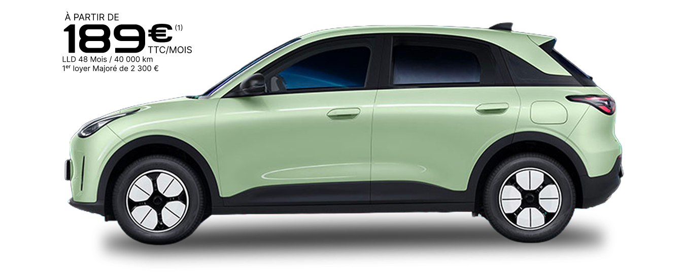Geely E2, SUV 100% électrique, vue de profil