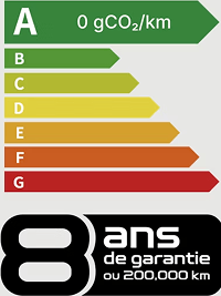 Polluscore Geely E5 : classe A, 0 g CO2/km — garantie 8 ans ou 200 000 km